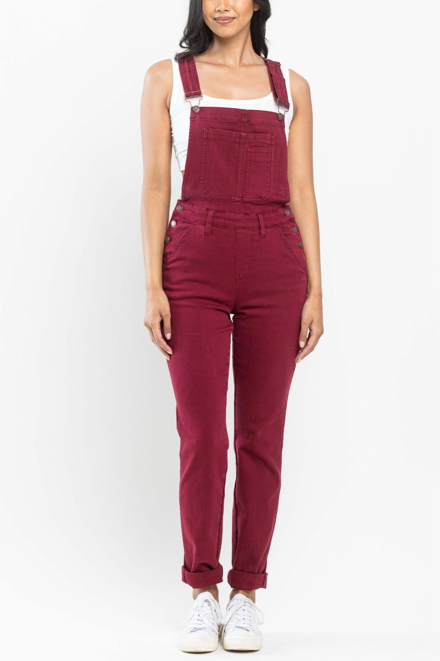 Judy Blue Maroon Boyfriend Overalls