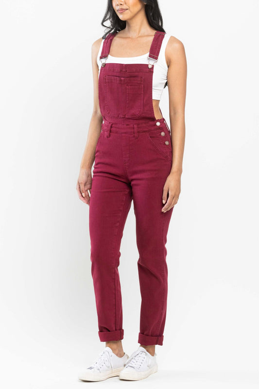 Judy Blue Maroon Boyfriend Overalls