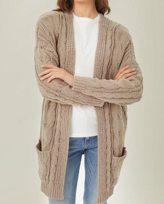 Chenille Cable Knit Oversized Cardigan