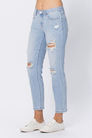 Judy Blue Plus Light Destroyed Boyfriend Jeans