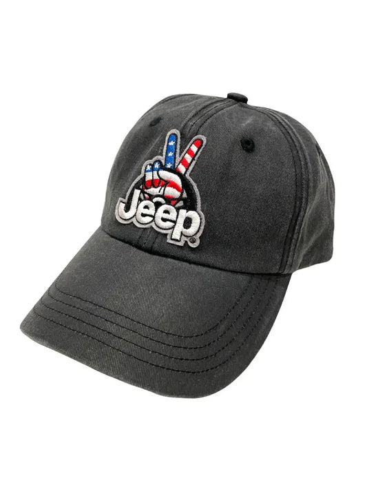 Jeep® Wave USA Chino Twill Patch Hat - Washed Black