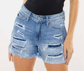 Kancan Distressed Mom Jean Shorts