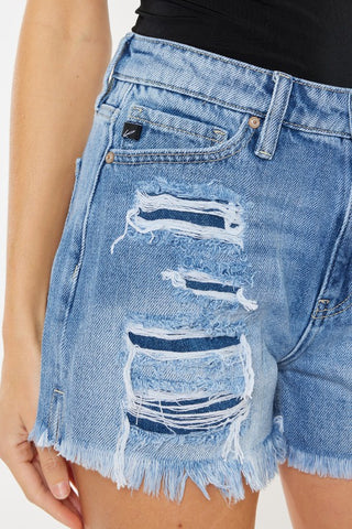 Kancan Distressed Mom Jean Shorts