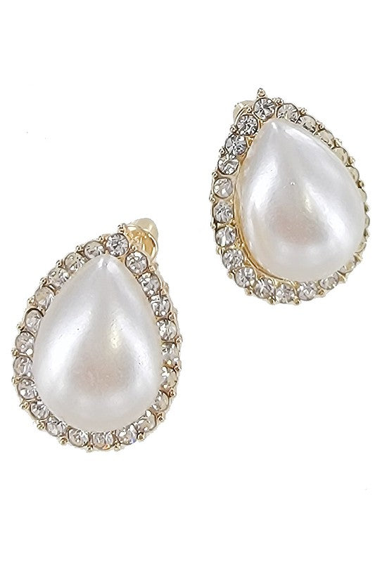 Teardrop Pearl Stud Earrings