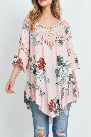 Crochet Lace Trim Tunic Top