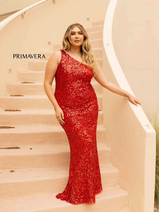 Primavera Couture, Red One Shoulder Formal