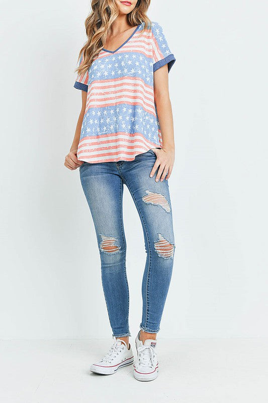 Stars & Stripes Ribbed Top