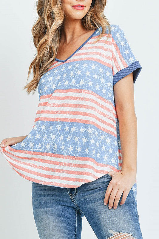 Stars & Stripes Ribbed Top