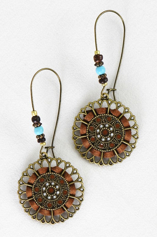 Boho Gypsy Leather Suede Woven Earrings