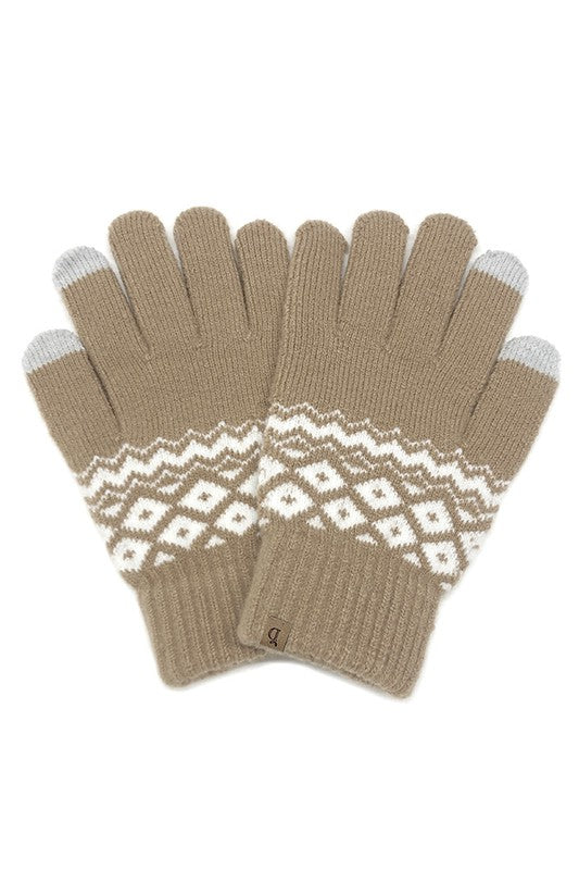 Geometric Knit Touch Gloves