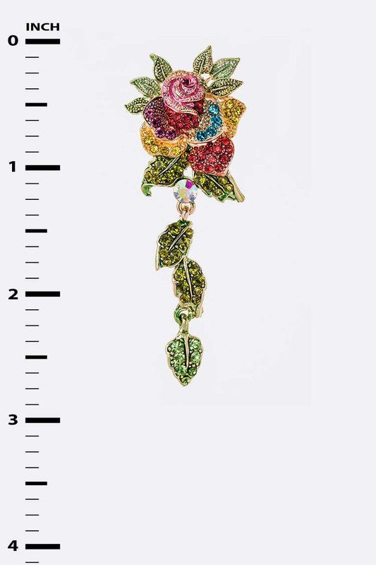 Crystal Rose Flower Statement Earrings