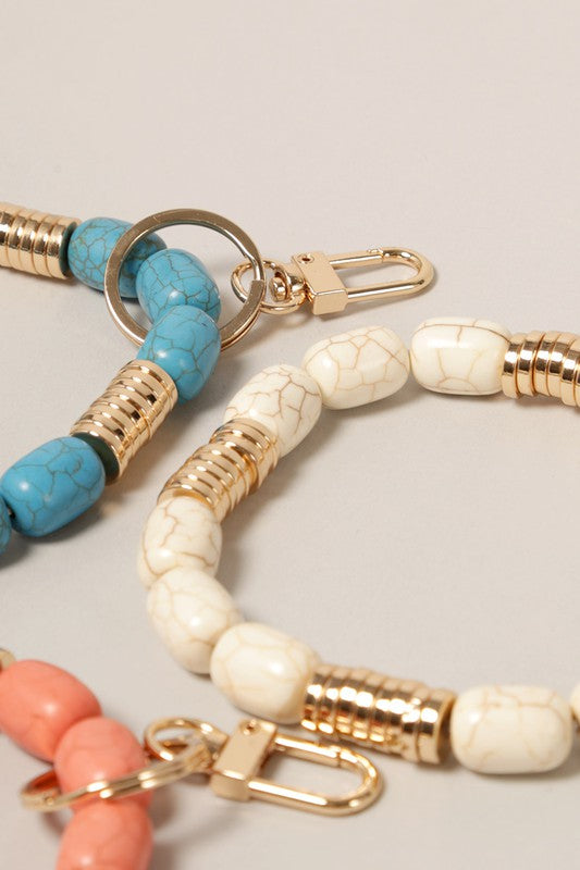 Natural Stone Beaded Keychain