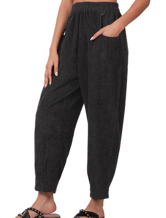 Black Casual Corduroy Pants