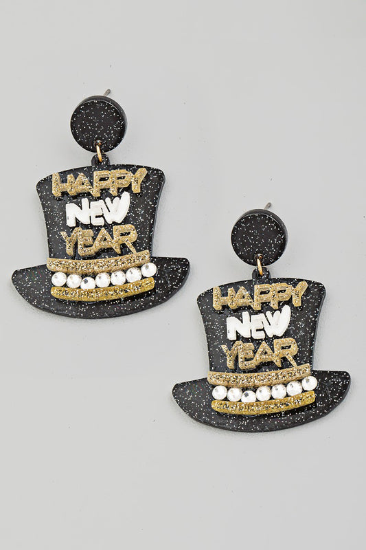 Happy New Year Hat Earrings