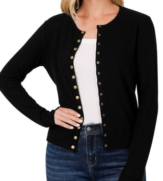 Crew Neck Button Cardigan