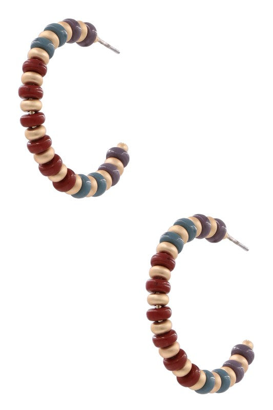 Acrylic Bead Open Hoop Earrings