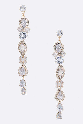 CZ Long Drop Earrings