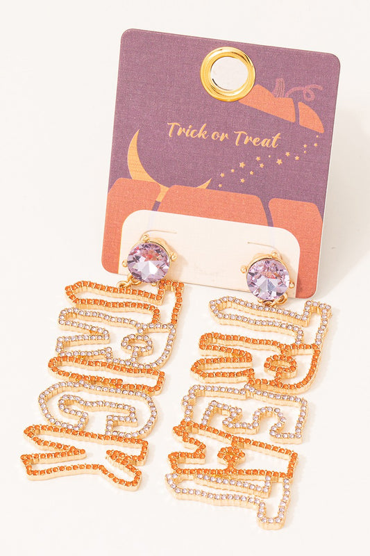 Rhinestone Studded Trick Treat Earrings