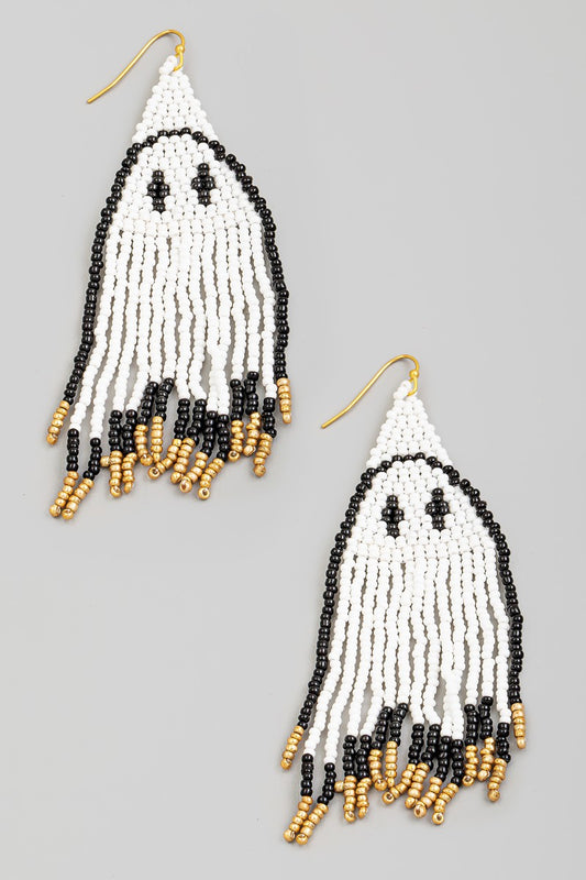 Beaded Fringe Ghost Earrings
