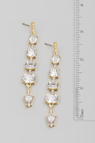 Mixed Rhinestone Chain Dangle Earrings