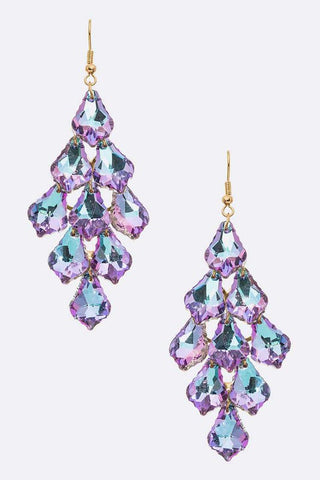 Fringe Glass Drop Chandelier Earrings