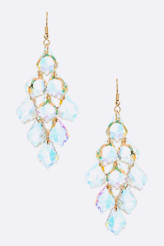 Fringe Glass Drop Chandelier Earrings