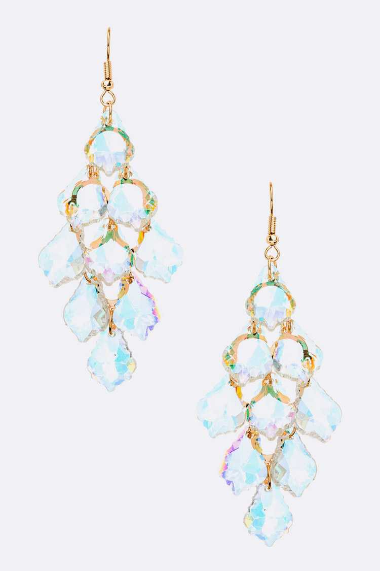 Fringe Glass Drop Chandelier Earrings