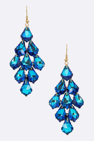 Fringe Glass Drop Chandelier Earrings