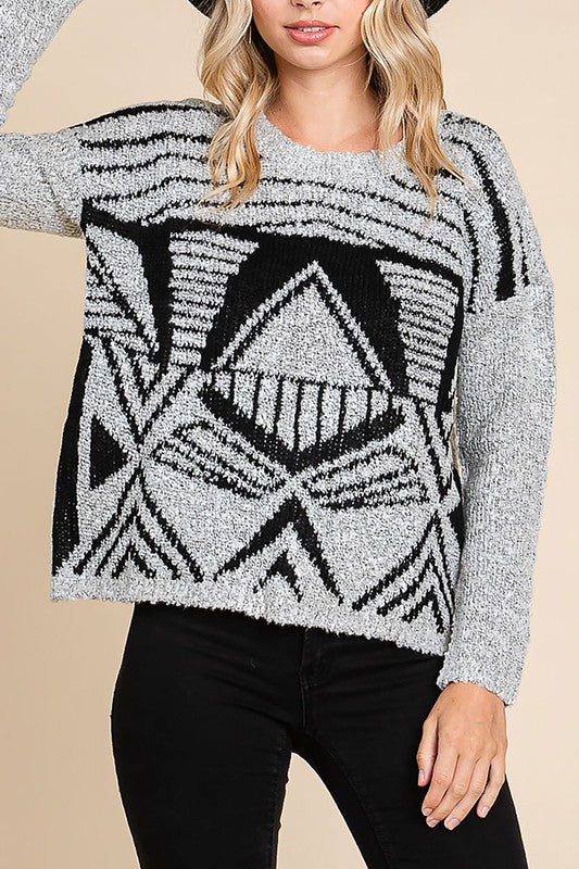 Geometric Print Sweater