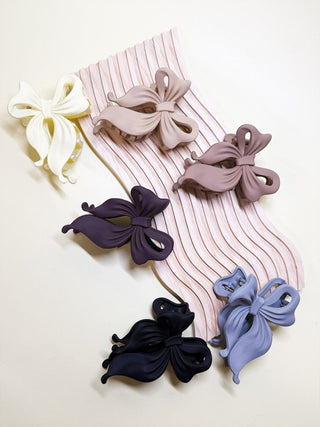 Matte Color Bow Hair Claw Clip