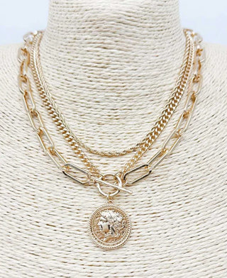 Vintage Style Coin Pendant Layer Necklace