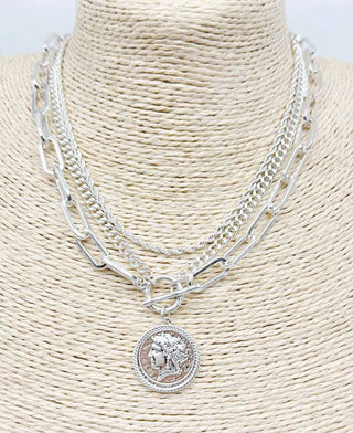 Vintage Style Coin Pendant Layer Necklace