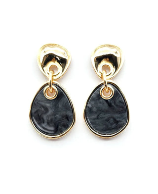 Vintage Gold Resin Teardrop Earring