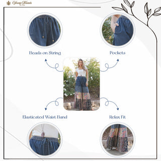 Denim Patchwork Wide Leg Pants