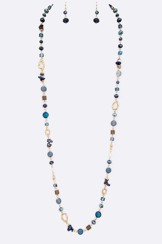 Station Beads Long Necklace Set
