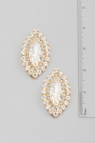 Rhinestone Trim Stud Earrings