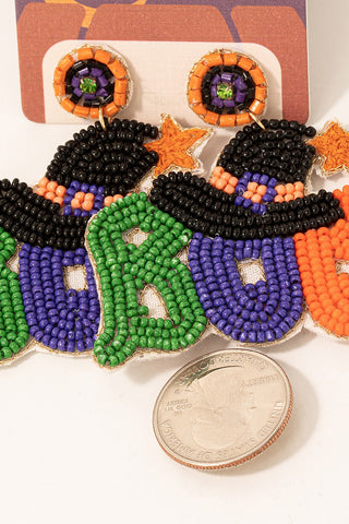 Beaded Boo Halloween Earrings