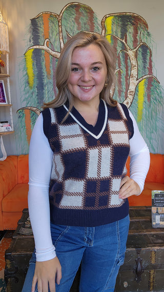 Black & White Checkered Sweater Vest