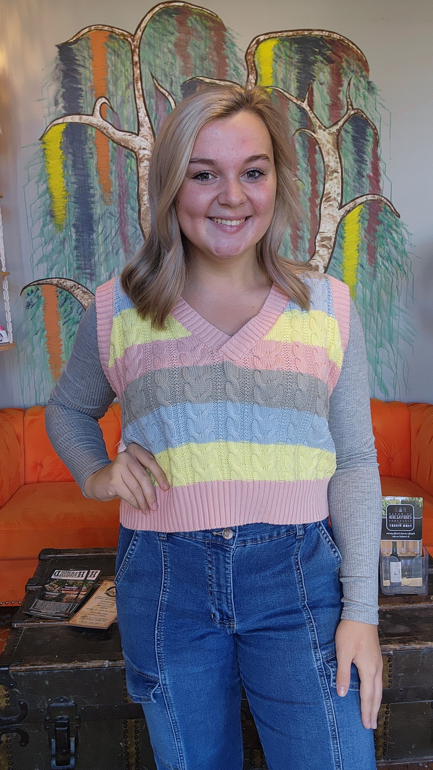 Pastel Strip Sweater Vest