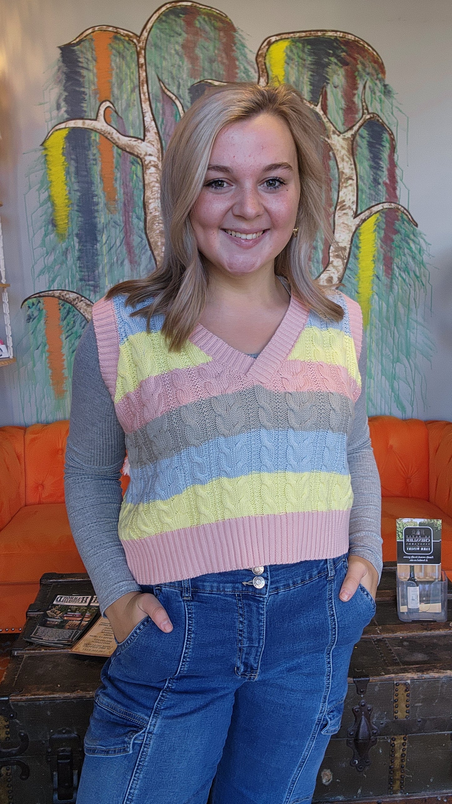 Pastel Strip Sweater Vest