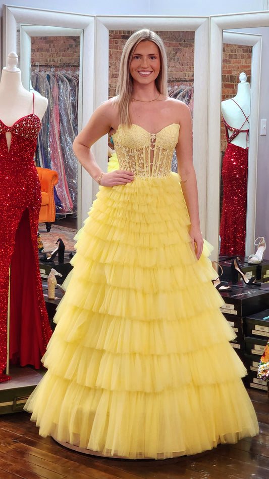 Alyce Paris, Yellow Ruffle Ball Gown