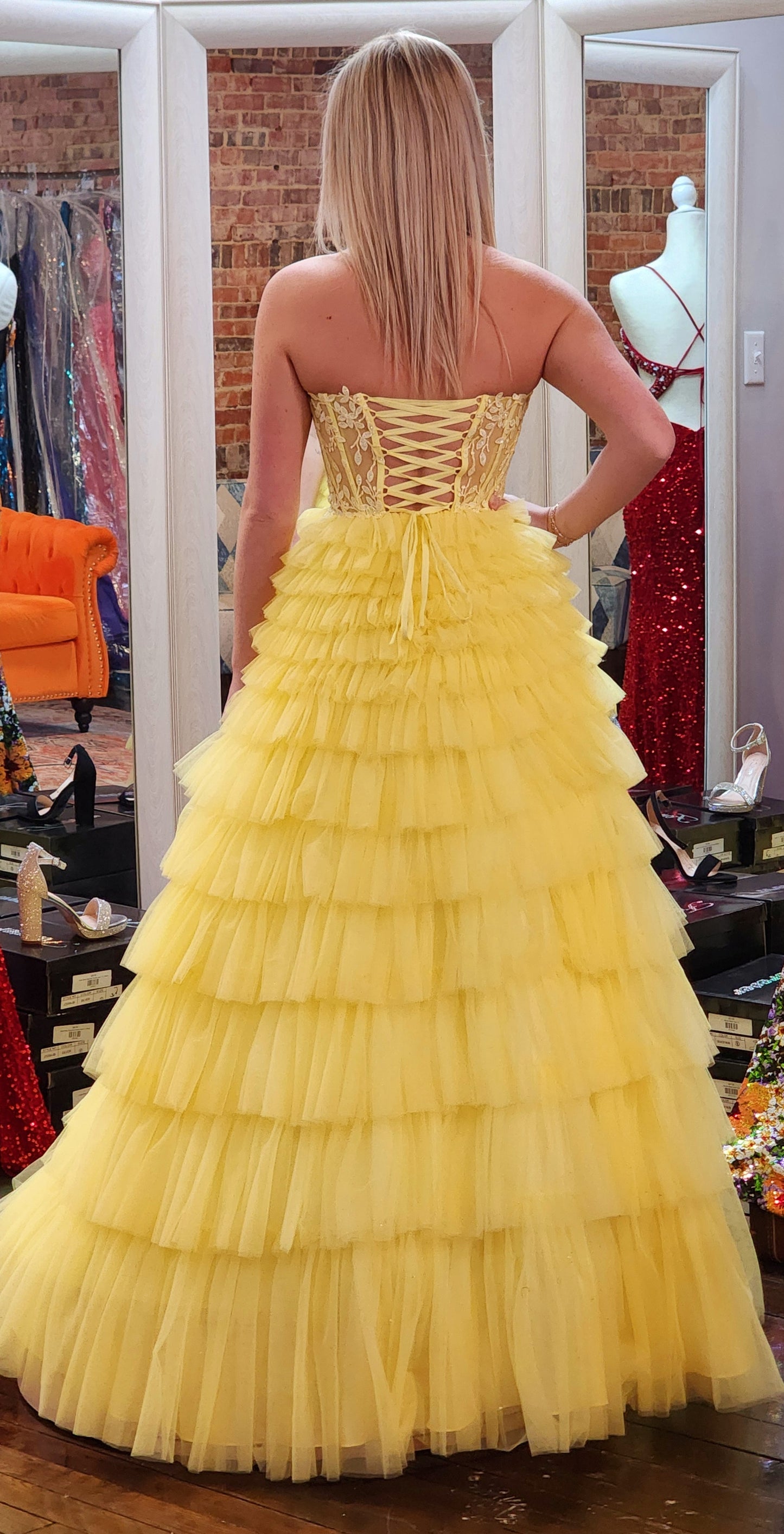 Alyce Paris, Yellow Ruffle Ball Gown