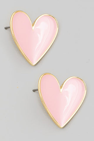 Painted Heart Stud Earrings