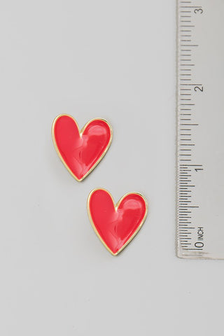 Painted Heart Stud Earrings