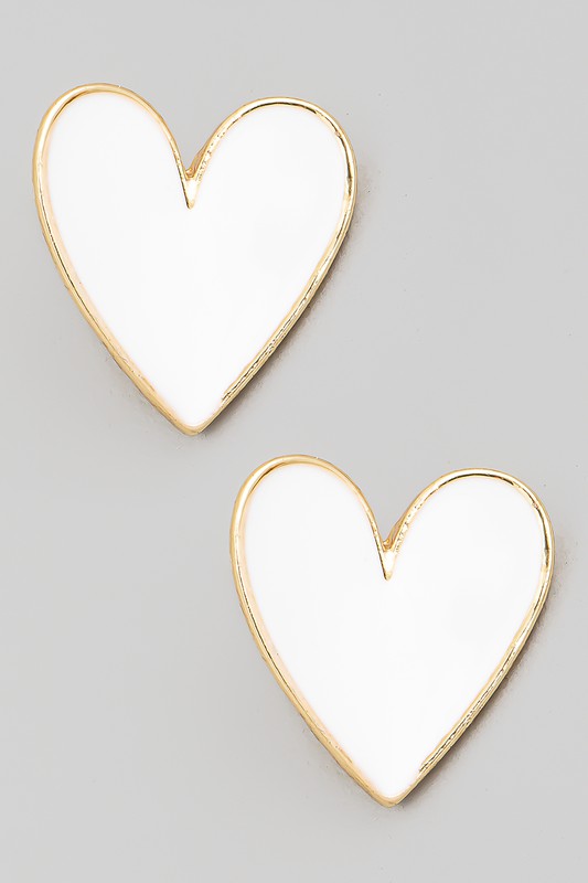 Painted Heart Stud Earrings