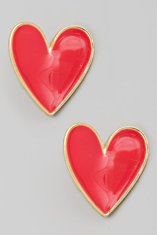 Painted Heart Stud Earrings