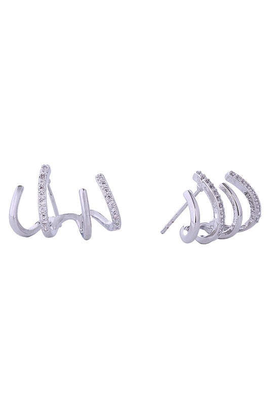 14K Quadruple C Hoop Post Earrings
