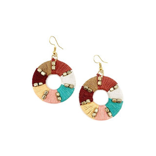 Warp & Weft Earrings - Fabric Wrapped Rings