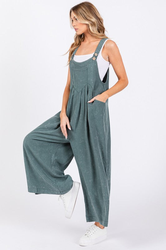 Mineral Washed Overall Jumpsuit