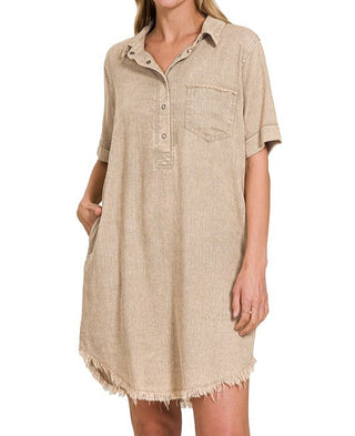 Washed Linen Casual Dress